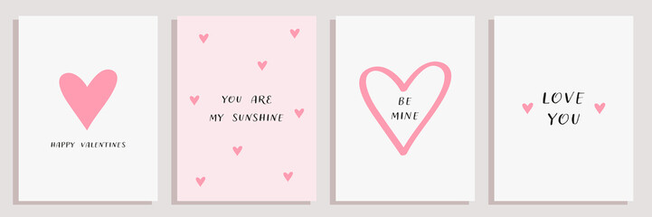 Valentine's day greeting cards set.	