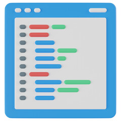 web programming 3d render icon with transparent background