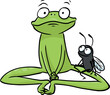 freundlicher, respektvoller Frosch mit kleiner Fliege als Freund 