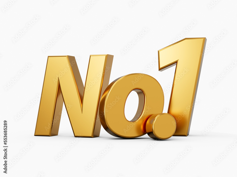 Golden No.1 text No 1 Champion or Winner 3D number one for 1st 