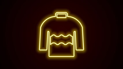 Wall Mural - Glowing neon line Sweater icon isolated on black background. Pullover icon. 4K Video motion graphic animation