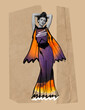 © master1305 - Contemporary art collage. Creative design with drawings. Stylish woman in bright dress. Party, celebration outfit