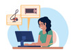 © IMGvisualsCharacters - Choosing household appliance 2D vector isolated illustration. Internet store. Online shopping flat character on cartoon background. Colorful editable scene for mobile, website, presentation