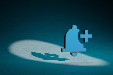 Aufkleber - Beautiful abstract illustrations bell symbol icon on a dark blue background. 3d rendering illustration. 