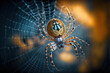 © Katynn - Spider in the center of its web on a colorful blurred background. Digital artwork