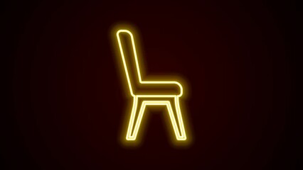 Sticker - Glowing neon line Chair icon isolated on black background. 4K Video motion graphic animation