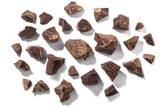 Fototapeta  - Broken chocolate pieces isolated, top view png