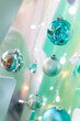 Stylish living room or studio Christmas interior in mint and tiffany colors