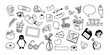 © studio.koon - Vector illustration of Doodle cute for kid, Hand drawn set for decoration on white background,Funny Doodle Hand Drawn,Page for coloring.