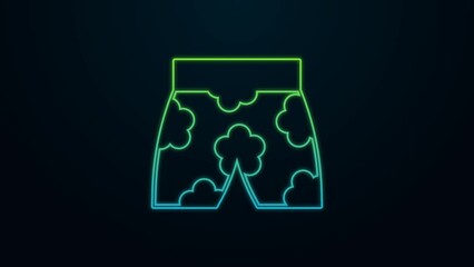 Poster - Glowing neon line Swimming trunks icon isolated on black background. 4K Video motion graphic animation