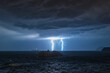 Double Lightning Strike over the Adriatic Sea