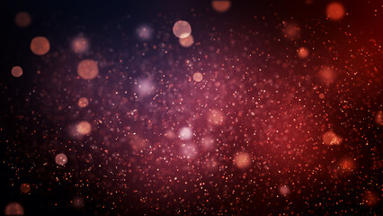 Wall Mural - Defocused Golden Particles Glittery Dark Background with Copy Space. Shining glow bokeh background