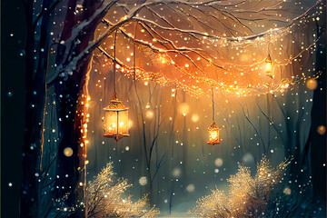 Sticker - fairy lights background creating a magical atmosphere