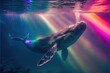 © designprojects - A beautiful Humpback whale is swimming in the ocean. A whale in its native element. Generative AI.