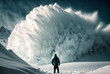 human facing a snow avalanche generative ai