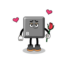 Canvas Print - keyboard B key mascot falling in love