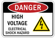 Electrical hazard warning sign and labels high voltage electrical shock hazard