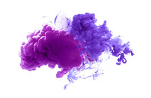 Ink Violet Color Smoke Blot On Png Transparent Abstract Background.