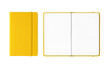 Yellow closed and open notebooks isolated on transparent background