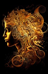 Wall Mural - Concept image of golden spiritual vibrations of the soul. Generative AI, this image is not based on any original image, character or person.