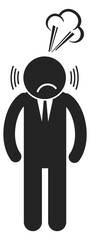 Sticker - Work stress icon. Frustrated businessman. Angry office worker