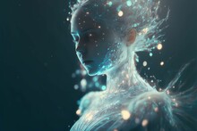Ethereal Spirit Meditating In A Quantum State. Generative AI, This Image Is Not Based On Any Original Image, Character Or Person.