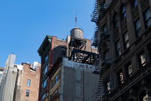 Row Of Old Buildings With An Old Water Tower In Gramercy Park Of New York City