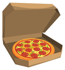 Poster - Open pizza box cartoon icon. Tasty food