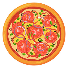 Sticker - Hot spicy pizza with mexican peppers. Fast food icon