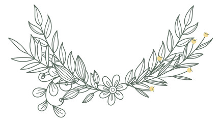 Wall Mural - Ornate botanical branch header. Decorative floral element