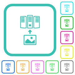 Poster - Upload image to server outline vivid colored flat icons