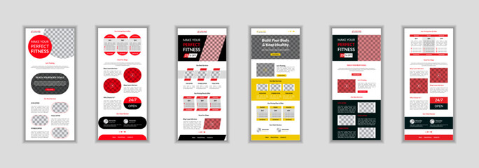 gym and fitness Email newsletter template. or Minimal fitness UI template and business standee fitness gym roll up banner design