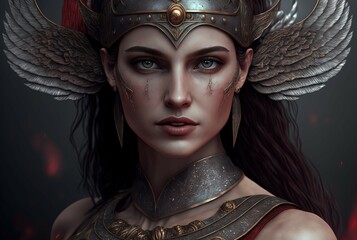 Goddess of War. Generative AI, non-existent person.