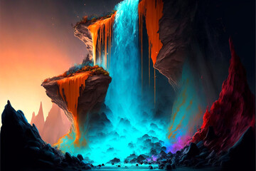 Canvas Print - Waterfall abstract 