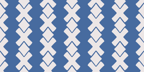 Poster - Crosses and rhombuses alternate in a column, being back to back. Vector for print seamless, pattern for stylish design of surfaces.