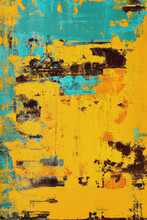 Abstract Background Of Chaotic Yellow And Blue Painting