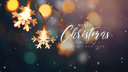 Wall Mural - merry christmas and happy new year concept, christmas snowflakes lights with falling snow, snowflake