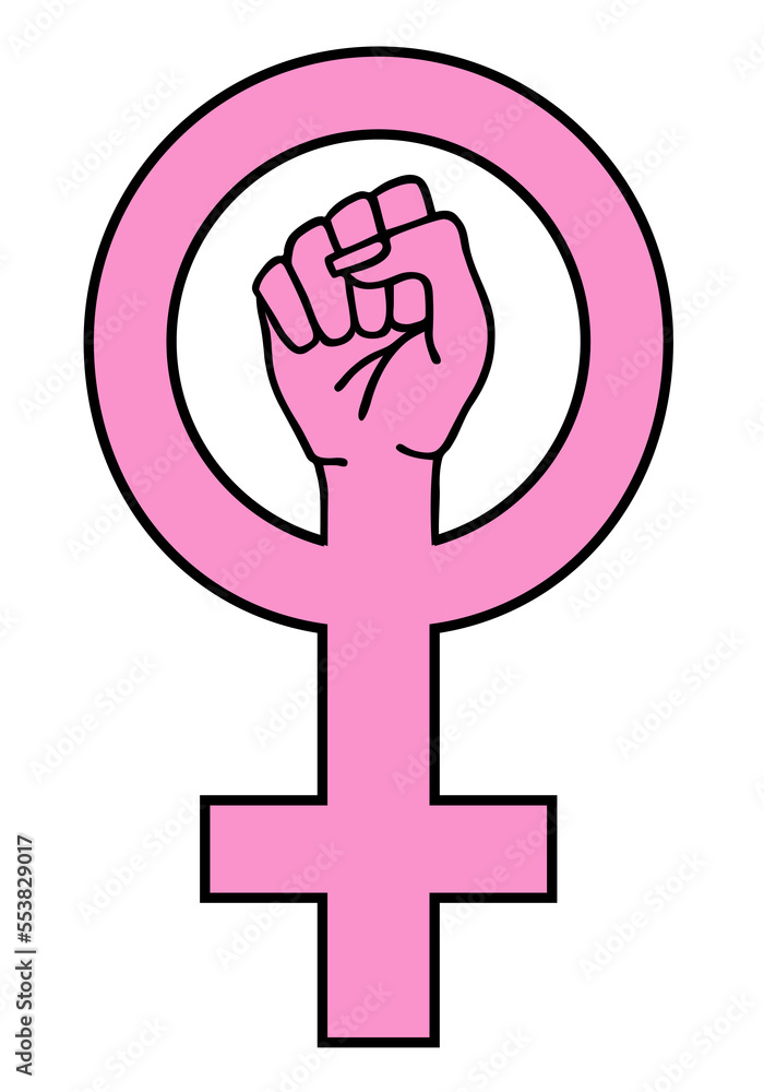 Female Power Pink Sign A Feminist Symbol With A Fighting Hand Gender 