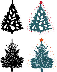 Wall Mural - Christmas trees in flat style, isolated