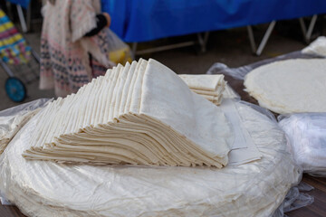 Wall Mural - Handmade phyllo dough sold in the market.