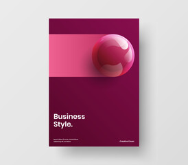 Wall Mural - Isolated booklet design vector template. Minimalistic 3D balls presentation layout.