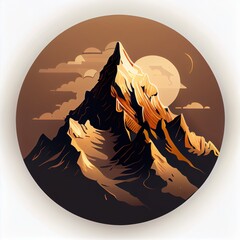 Canvas Print -  a mountain with a moon in the background and clouds in the sky above it. Generative AI