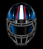 Fototapeta Sawanna - Football helmet illustration front view blue