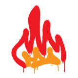 Fototapeta Młodzieżowe - Isolated spray graffiti fire symbol over white.