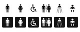 Fototapeta  - WC Symbole   Sanitary  Sanitar piktogram Black And White Sign Icon Design Flat Icons