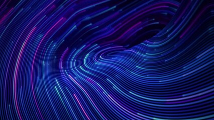 Wall Mural - futuristic stream of neon rays. particle trails background. communication and technology concept. se