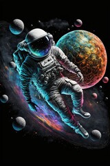 Wall Mural - Astronaut playing soccer in space