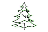 Fototapeta Dziecięca - Pine tree Single continuous line drawing. Simple hand drawn style design element for Christmas holiday and new year celebration