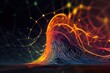 © maaramore©	 - Wave lines trails flowing dynamic in diverse colors isolated on black background. Abstract futuristic background, science, digital and communication concept. Generative ai illustration