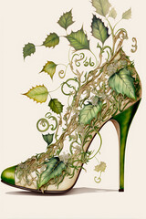  heeled shoes made of alive plants